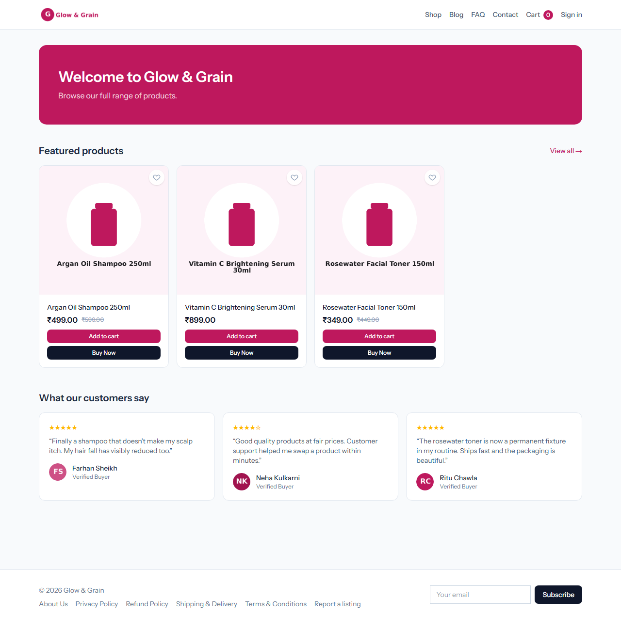 A real storefront product listing with live pricing and reviews